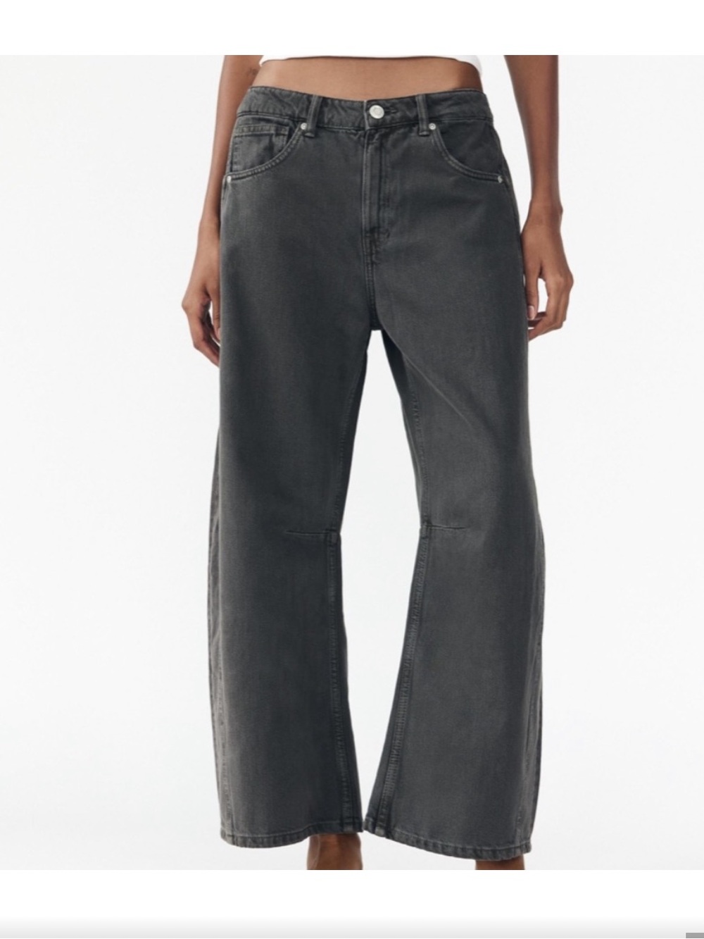 Zara Baggy High Waisted Black Charcoal Jeans Sz 29